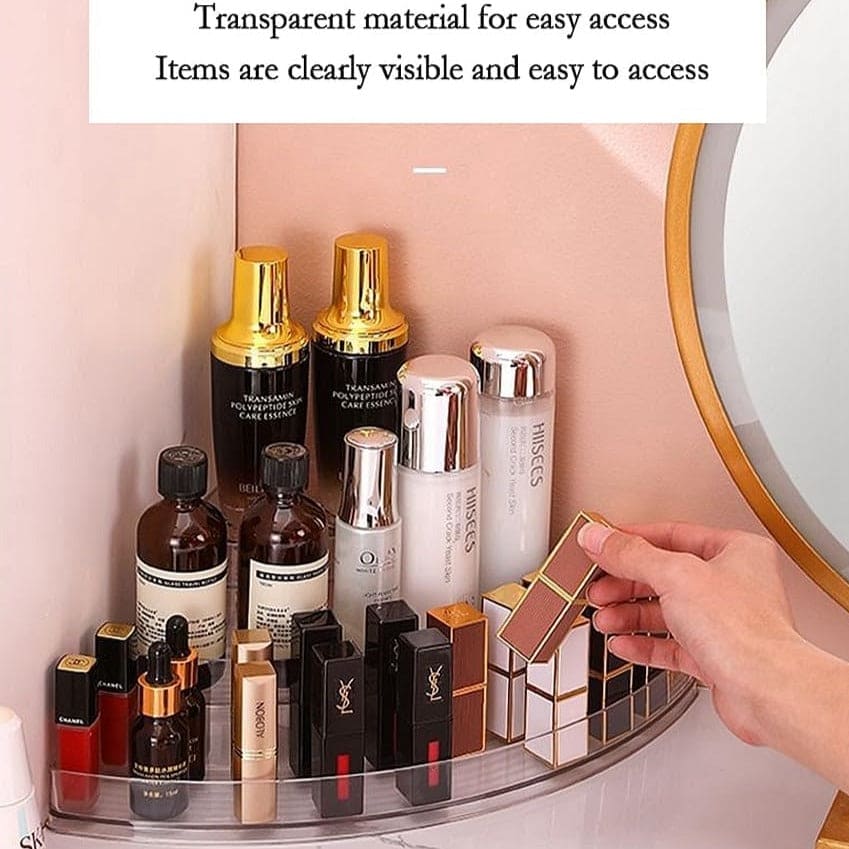 Acrylic Triangle Corner Organizer, Multi Layer Space Saving Solution, Multifunctional Transparent Triangle Storage Organizer, Waterproof Corner Stuff Storage Rack Acrylic Triangle Corner Organizer, Multi Layer Space Saving Solution, Multifunctional Transparent Triangle Storage Organizer, Waterproof Corner Stuff Storage Rack